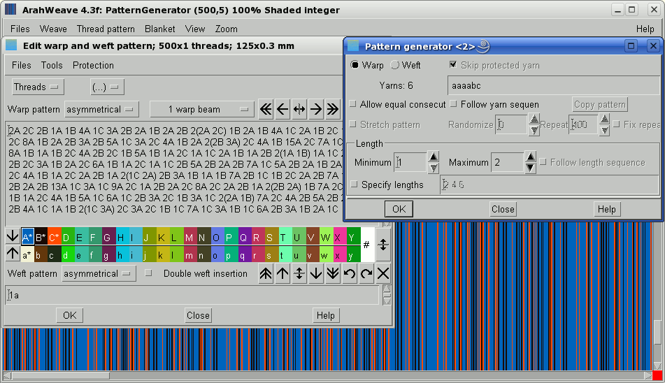 automatically generate stripes with ArahWeave software for weaving