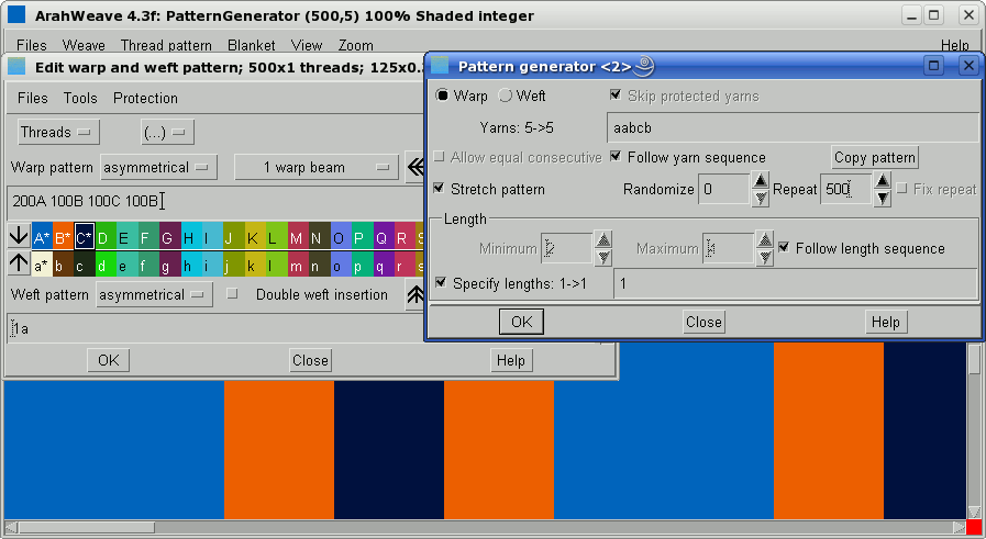 yarn pattern generator with ArahWeave software for weaving