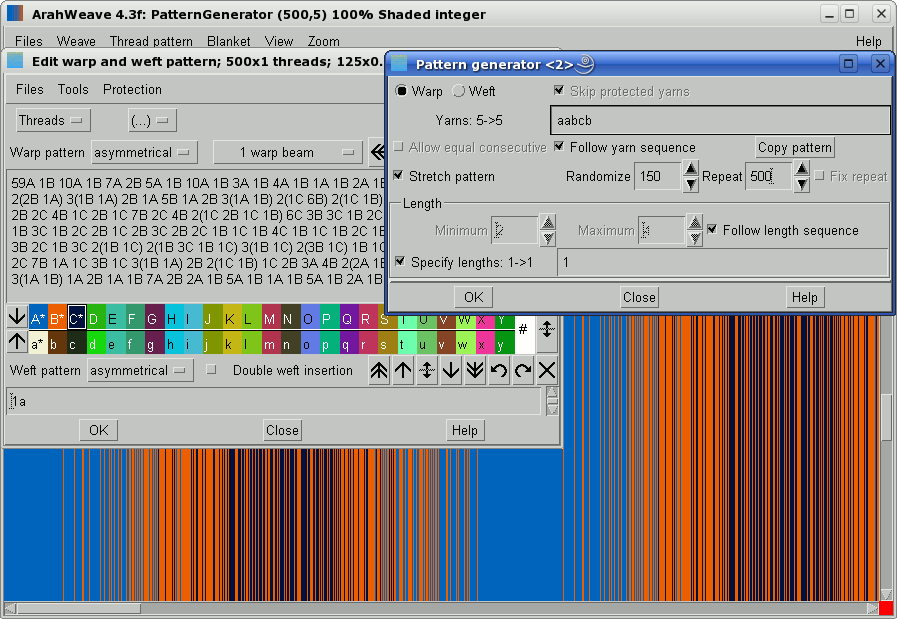 yarn pattern generator with ArahWeave software for weaving