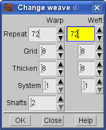 define weave dimensions in ArahWeave software for weaving