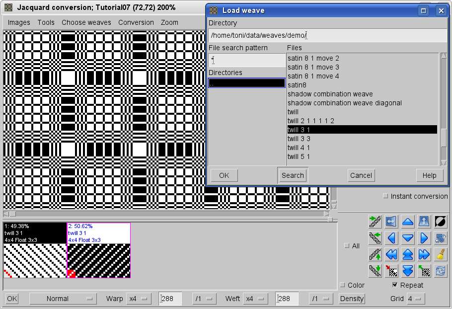 Arahne CAD/CAM for weaving Making shaft damask with ArahWeave