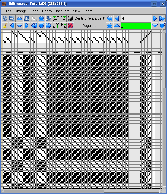 denting, cards, weave in ArahWeave software for weaving