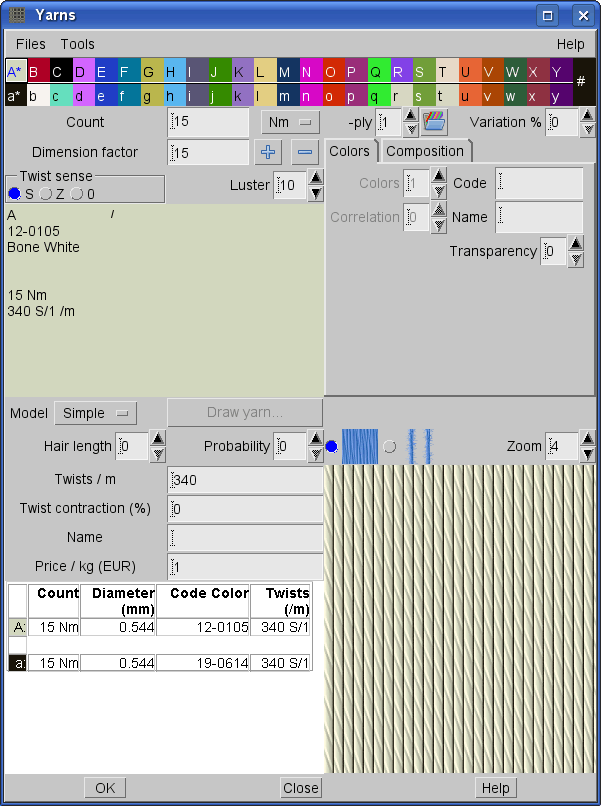 design yarns in ArahWeave software for weaving