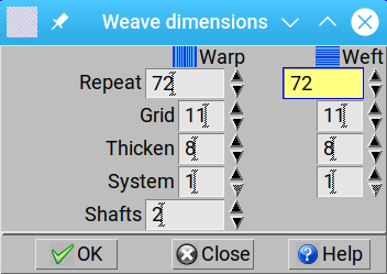 define weave dimensions in ArahWeave software for weaving